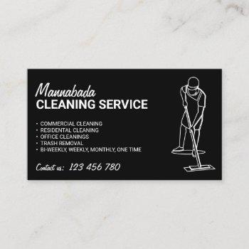 black white house cleaning men janitorial business card