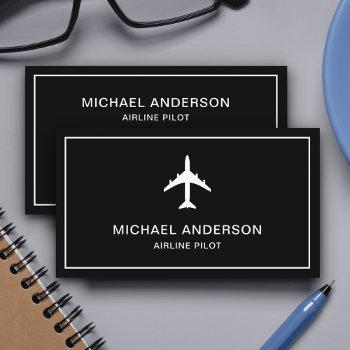 black white jet aircraft airplane airline pilot business card