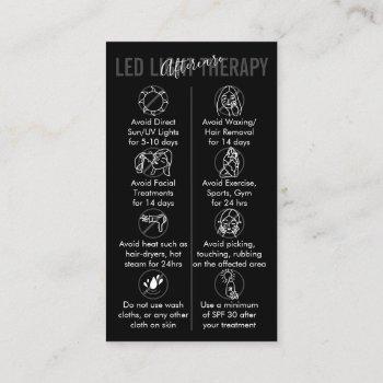 black white led light therapy skin aftercare business card