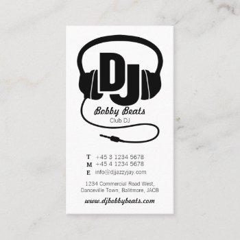 black & white mono dj promoter business card