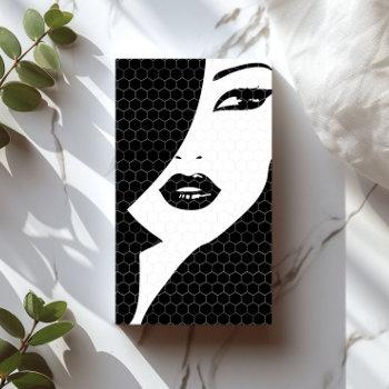 black & white patterned girl business card