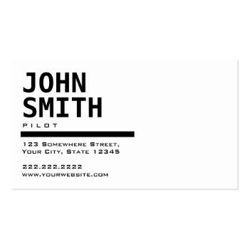Small Black & White Pilot/aviator Business Card Front View