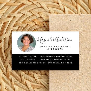 black white real estate business card
