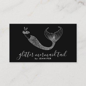 black white tail mermaid business card