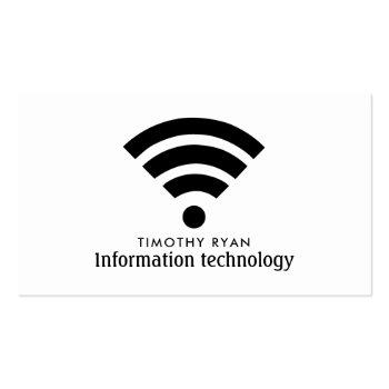 Small Black Wi-fi Logo, Information Technology, Computer Business Card Front View