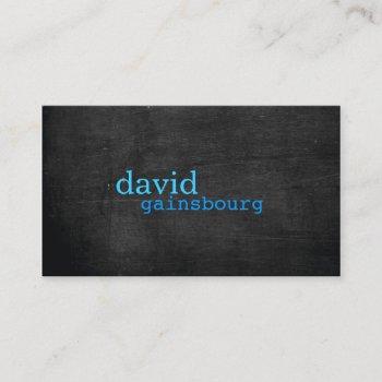 black wood blue typography business card