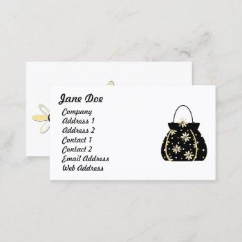 black & yellow feminine floral purse business card