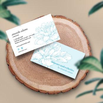 blooming beauty | light blue skincare esthetician business card