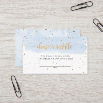 blue and gold watercolor boy diaper raffle ticket