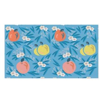 Small Blue Apple Floral Pattern Teacher Business Card Back View