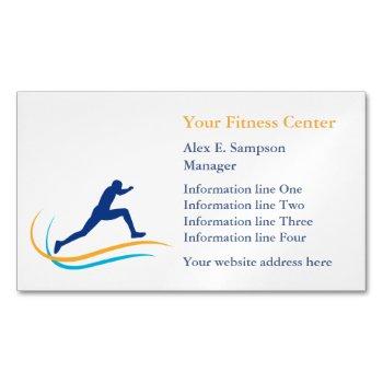 blue athlete gold swirl fitness magnetic business card