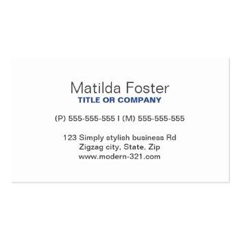 Small Blue Chevron Zigzag Pattern Contemporary Personal Business Card Back View