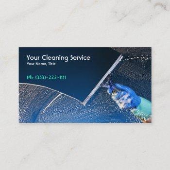 blue cleaning service business card