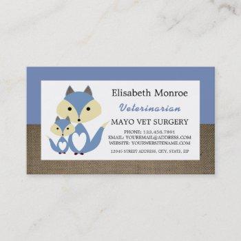 blue fox, veterinarian, veterinary service business card