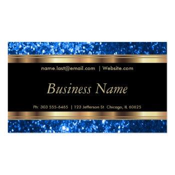 Small Blue Glitter And Elegant Gold Business Card Front View