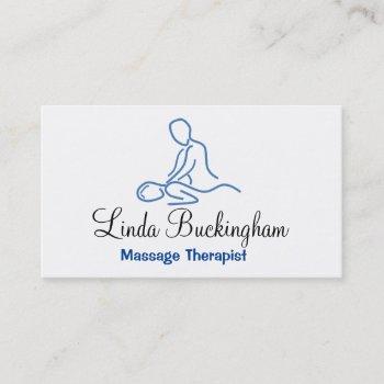 blue graphic massage therapist logo business card