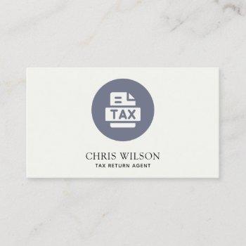 blue grey modern tax return agent preparer icon business card