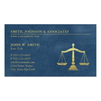 Small Blue Lawyer Scales Of Justice Gold Effect Canvas Business Card Front View