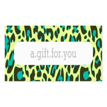 Small Blue Leopard Animal Print Pattern Discount Gift Mini Business Card Front View