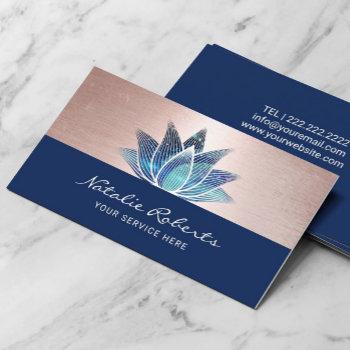 blue lotus flower yoga instructor massage therapy business card