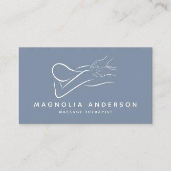 blue minimalist modern | massage therapist  business card