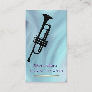 blue music trumpet instrument  band musician business card
