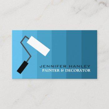 blue ombre & paint roller, painter & decorator business card