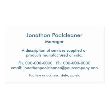 Small Blue Pool Tiles Under Sparkling Water Business Card Back View