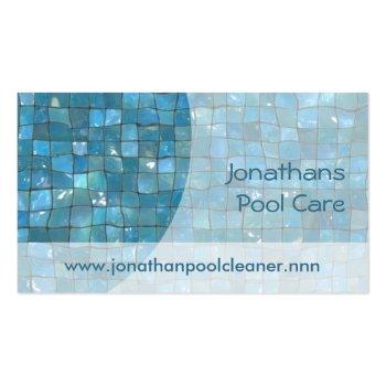 Small Blue Pool Tiles Under Sparkling Water Business Card Front View
