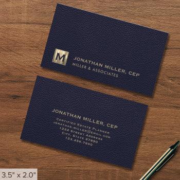 blue professional luxury initial logo business card