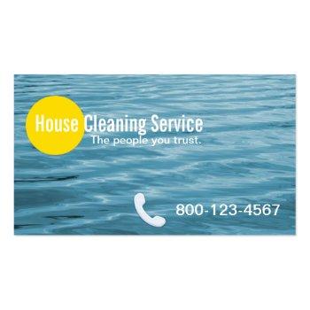Small Blue Ripples House Cleaning Business Card Front View