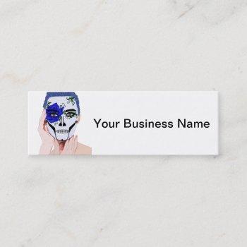 blue rose skull painted woman dia de los muertos mini business card