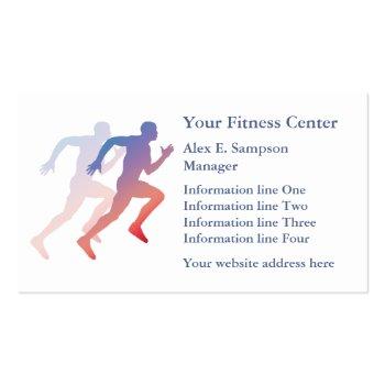 Small Blue Runner Fitness Business Template Business Card Front View