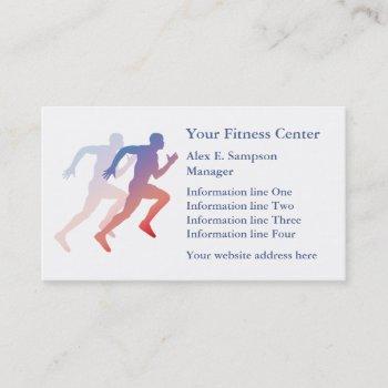 blue runner fitness business template business card