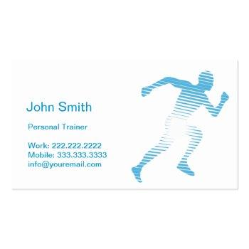 Small Blue Runner Fitness/workout Business Card Back View