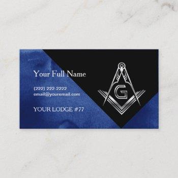 blue silver masonic business cards, square compass business card