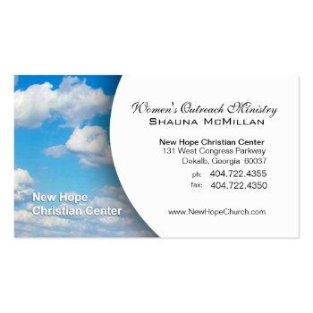 Small Blue Sky & Clouds Christian Minister/pastor Business Card Front View
