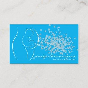 blue stylish doula birth coach pregnant business card