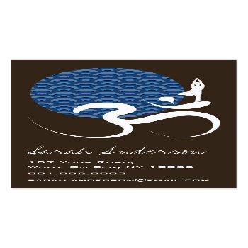 Small Blue Sun Yoga Spiritual Indian Writing Om Ohm Logo Business Card Front View