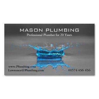 blue water drop splash - plumbing - business card