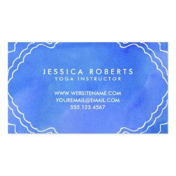 Small Blue Watercolor Namaste Yoga Instructor Business Card Back View