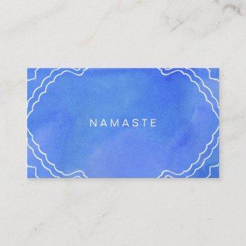 blue watercolor namaste yoga instructor business card