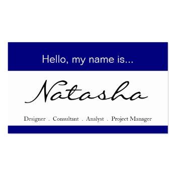 Small Blue & White Corporate Name Tag - Business Card Front View