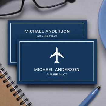 blue white jet aircraft airplane airline pilot business card
