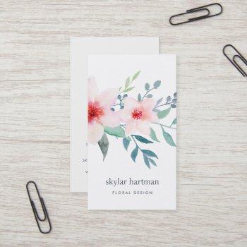 blush and sage floral | vertical business card