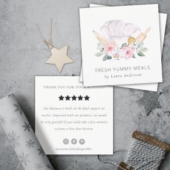 blush chef hat floral roller whisk review request square business card