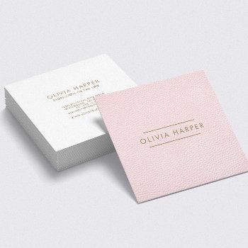 blush chic | minimal leather look square business card