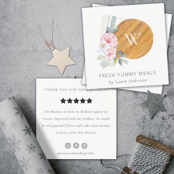 blush floral chopping board napkin review request square business card
