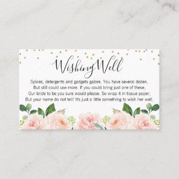 blush floral wishing well bridal shower card