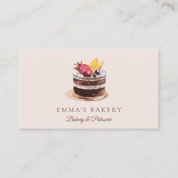 blush fruit floral cake patisserie cupcake bakery business card